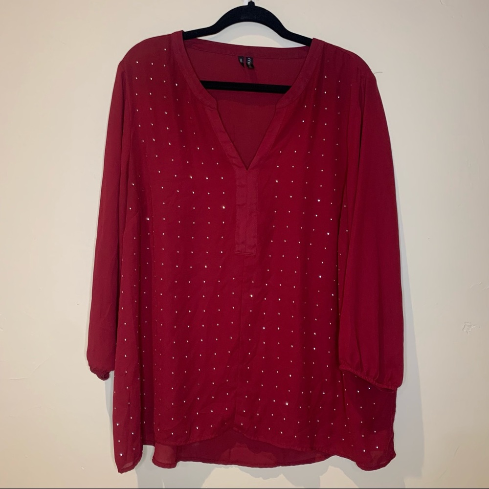 Maurice’s Plus sized Maroon Embellished Blouse 2X